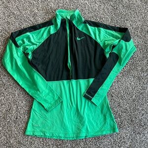 Nike Black and Green Half-Zip Top